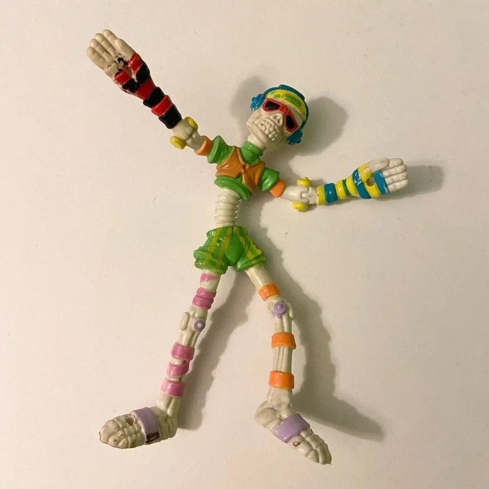 Vintage 1990 Mattel Slammers Action Figure Skeleton Bendy Bendable